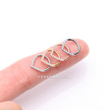 Implant Grade Titanium Rose Gold Chevron Sparkle Lined Seamless Clicker Hoop Ring-Clear Gem