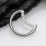 Implant Grade Titanium Crescent Moon Sparkle Seamless Clicker Hoop Ring-Clear