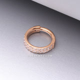 Implant Grade Titanium Rose Gold Double Lined Gems Seamless Clicker Hoop Ring-Clear Gem