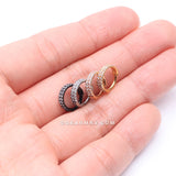 Implant Grade Titanium Rose Gold Double Lined Gems Seamless Clicker Hoop Ring-Clear Gem