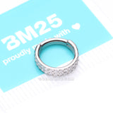 Implant Grade Titanium Double Lined Gems Seamless Clicker Hoop Ring-Clear Gem