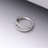 Implant Grade Titanium Rose Gold Double Hoop Gems Seamless Clicker Hoop Ring-Aurora Borealis