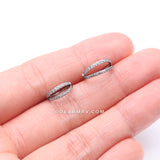 Implant Grade Titanium Double Hoop Gems Seamless Clicker Hoop Ring-Clear Gem