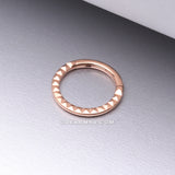 Implant Grade Titanium Rose Gold Pyramid Front Geometric Seamless Clicker Hoop Ring