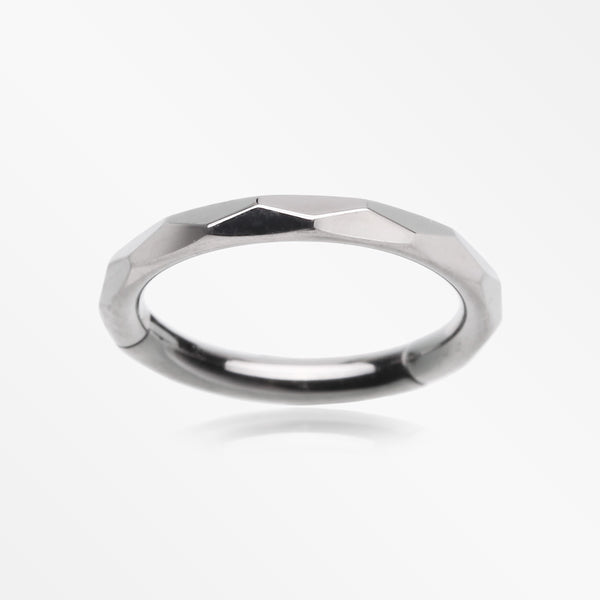 Implant Grade Titanium Diamond Cut Faceted Seamless Clicker Hoop Ring