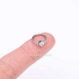 Implant Grade Titanium Teardrop Sparkle Multi-Gem Rimmed Seamless Clicker Hoop Ring-Clear Gem