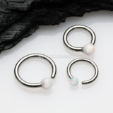 Fire Opal Basic Bendable Twist Hoop Ring-White