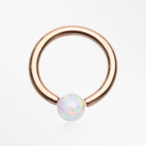 Rose Gold Fire Opal Basic Bendable Twist Hoop Ring-White
