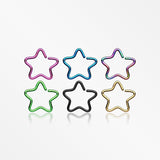 6 Pcs of Assorted Color Colorline Star Bendable Hoop Ring Package