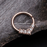 Rose Gold Brilliant Sparkle Chevron Bendable Hoop Ring-Clear