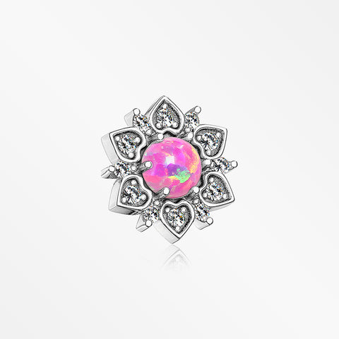 Fire Opal Flower Love Sparkle Dermal Anchor Top-Pink Opal