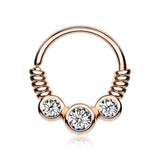 Rose Gold Trine Essence Sparkle Bendable Seamless Hoop Ring-Clear
