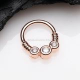 Rose Gold Trine Essence Sparkle Bendable Seamless Hoop Ring-Clear
