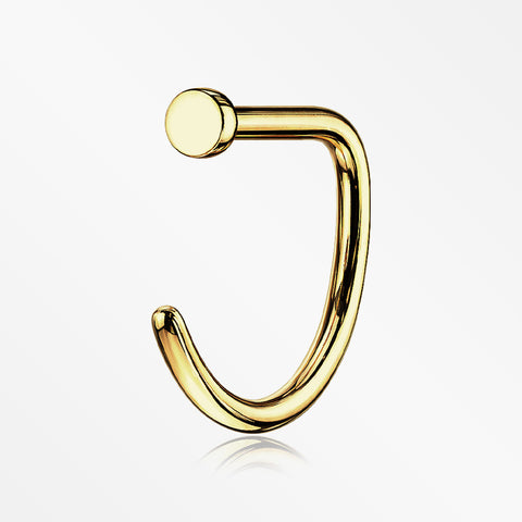 Implant Grade Titanium Golden D-Shaped Flat Circle Top Nose Hoop