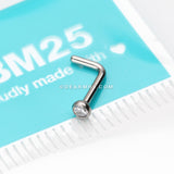 Implant Grade Titanium Press Fit Sparkle Gem Top L-Shaped Nose Ring-Clear