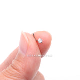 Detail View 2 of Implant Grade Titanium Prong Set Heart Gem Top L-Shaped Nose Ring-Clear Gem