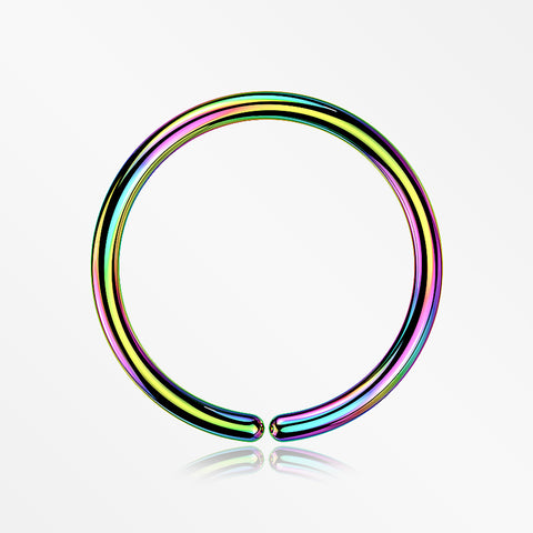 Implant Grade Titanium PVD Colorline Seamless Bendable Hoop Ring-Rainbow