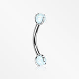 Implant Grade Titanium Fire Opal Ball Claw Prong Set Internally Threaded Curved Barbell-White Opal