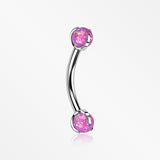 Implant Grade Titanium Fire Opal Ball Claw Prong Set Internally Threaded Curved Barbell-Pink Opal