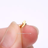 Implant Grade Titanium Golden Lightning Bolt Top Internally Threaded Flat Back Stud Labret