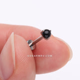 Detail View 2 of Implant Grade Titanium Black Onyx Stone Ball Claw Prong Internally Threaded Flat Back Labret