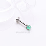 Detail View 1 of Implant Grade Titanium Green Jade Stone Ball Claw Prong Internally Threaded Flat Back Labret