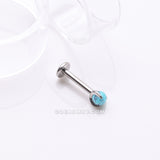 Detail View 1 of Implant Grade Titanium Turquoise Stone Ball Claw Prong Internally Threaded Flat Back Labret
