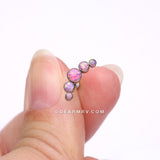 Implant Grade Titanium Journey Fire Opal Curve Top Internally Threaded Flat Back Stud Labret-Pink Opal