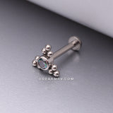 Implant Grade Titanium Sparkle Trinity Bali Beads Top Internally Threaded Flat Back Stud Labret-Vitrail Medium