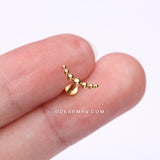 Implant Grade Titanium Golden Crescent Arc Bali Beads Top Internally Threaded Flat Back Stud Labret