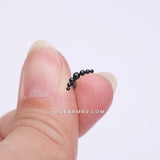Implant Grade Titanium Blackline Crescent Arc Bali Beads Top Internally Threaded Flat Back Stud Labret
