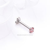 Detail View 1 of Implant Grade Titanium Prong Gem Sparkle Internally Threaded Heart Back Labret-Red