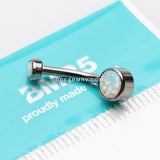 Implant Grade Fire Opal Titanium Internally Threaded Bezel Set Belly Button Ring-White