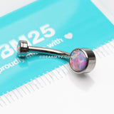 Implant Grade Fire Opal Titanium Internally Threaded Bezel Set Belly Button Ring-Purple