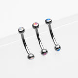 3 Pcs Pack of Assorted Color Fire Opal Ball Steel Curved Barbells