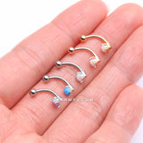 Detail View 2 of 5 Pcs of Assorted Color Fire Opal Prong Set Sparkle Curved Barbell Package