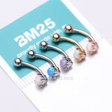 Detail View 3 of 5 Pcs of Assorted Color Fire Opal Prong Set Sparkle Curved Barbell Package