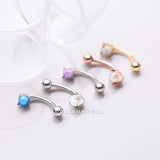 Detail View 1 of 5 Pcs of Assorted Color Fire Opal Prong Set Sparkle Curved Barbell Package