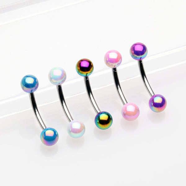 5 Pcs Pack of Assorted Color Iridescent Metallic Coated Steel Curved Barbells