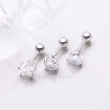 Detail View 1 of 3 Pcs of Assorted Design Sparkle Gems Cartilage Tragus Barbell Earring Package-Clear Gem