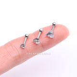 Detail View 2 of 3 Pcs of Sparkle Round Gem Tri-Prong Cartilage Tragus Barbell Earring Package-Clear Gem