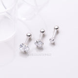 Detail View 1 of 3 Pcs of Assorted Size Heart Sparkle Gems Cartilage Tragus Barbell Earring Package-Clear Gem