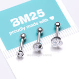 Detail View 3 of 3 Pcs of Assorted Size Heart Sparkle Gems Cartilage Tragus Barbell Earring Package-Clear Gem