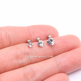 Detail View 2 of 3 Pcs of Assorted Size Heart Sparkle Gems Cartilage Tragus Barbell Earring Package-Clear Gem
