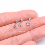 Detail View 2 of 3 Pcs of Assorted Size Star Sparkle Gems Cartilage Tragus Barbell Earring Package-Clear Gem