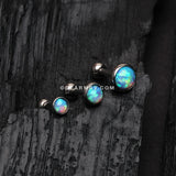 3 Pcs of Assorted Size Fire Opal Top Cartilage Tragus Barbell Stud Pack-Light Blue Opal