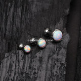 3 Pcs of Assorted Size Fire Opal Top Cartilage Tragus Barbell Stud Pack-White Opal