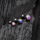 3 Pcs of Assorted Size Fire Opal Top Cartilage Tragus Barbell Stud Pack-Purple Opal