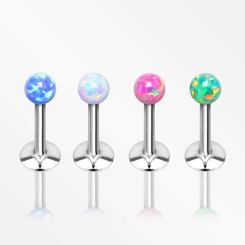 3 Pcs of Assorted Fire Opal Ball Top Internally Threaded Labret Flat Back Stud Package