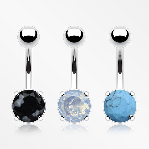 3 Pcs of Assorted Precious Stone Prong Set Belly Button Ring Package
